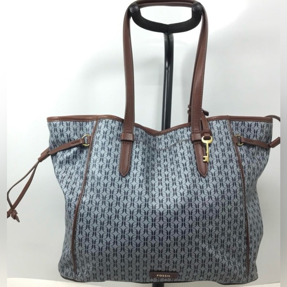 Fossil Blue and Brown Geometric Pattern Bags - Picture 4 of 9